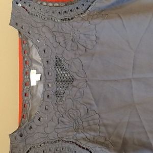 Embroided sheath dress in gunmetal gray
